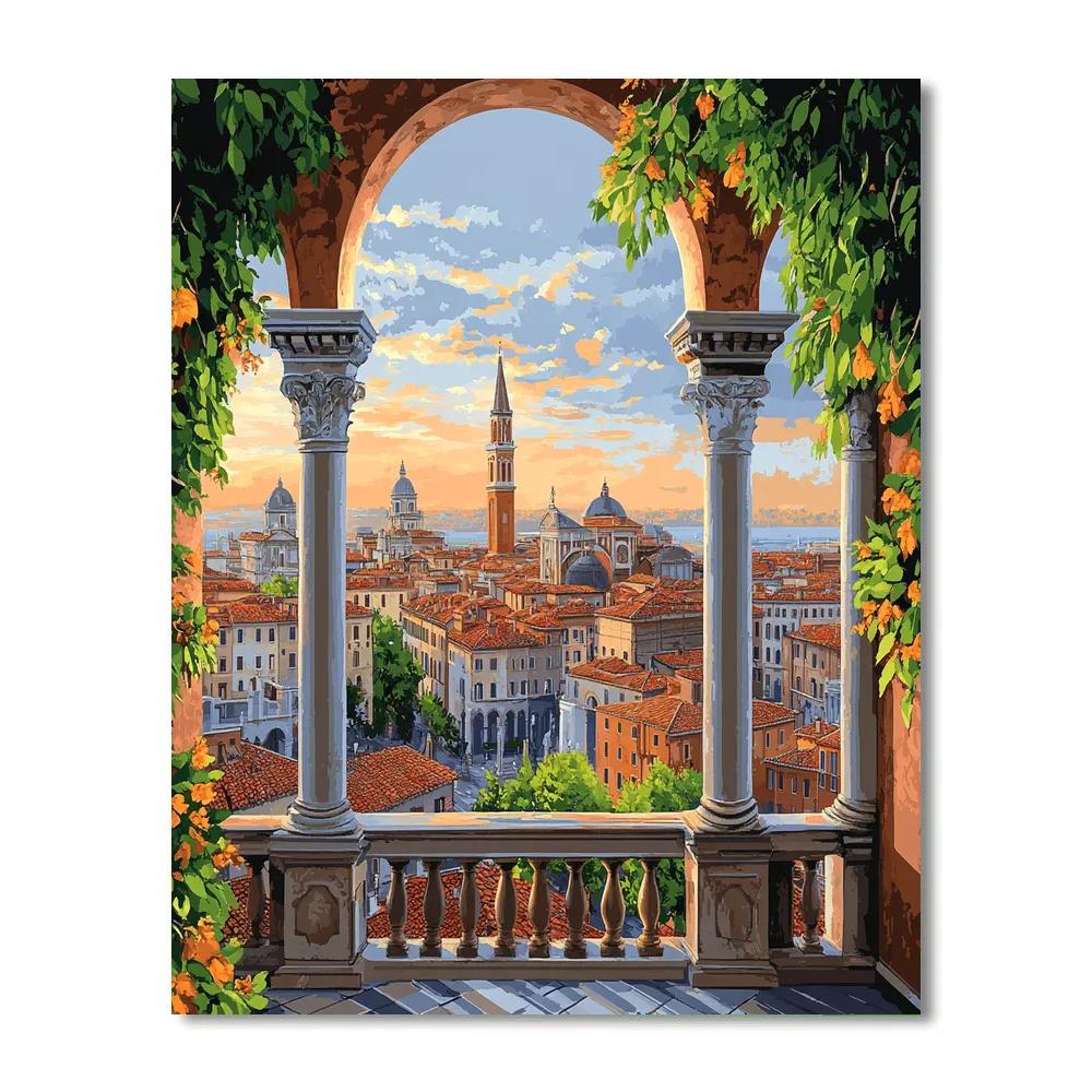 Leonardo Da Vinci Inspired Renaissance Cityscape paint by numbers