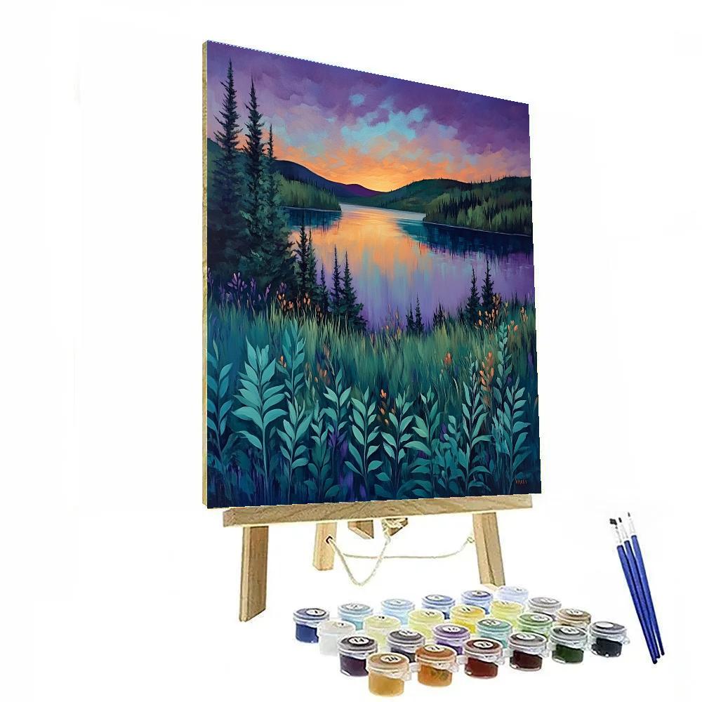 Frederick Varley Inspired Twilight Reflection Over Silent Boreal Lake Numbered painting kits