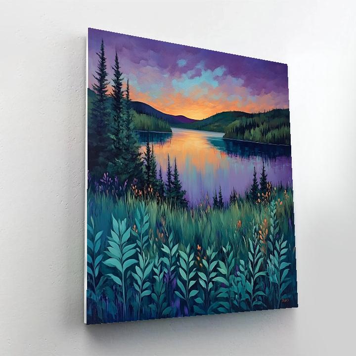 Frederick Varley Inspired Twilight Reflection Over Silent Boreal Lake Numbered painting kits