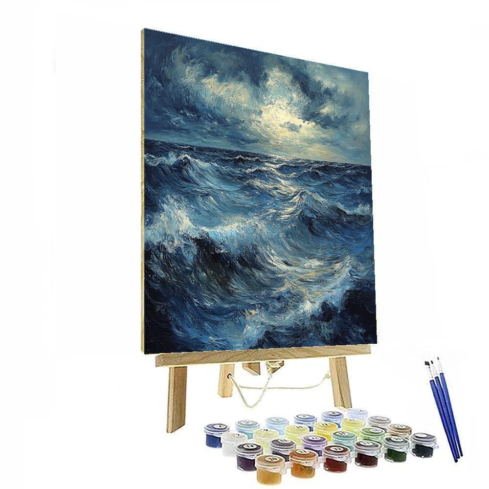 Edvard Munch Inspired Stormy Seascape Paint by numbers art