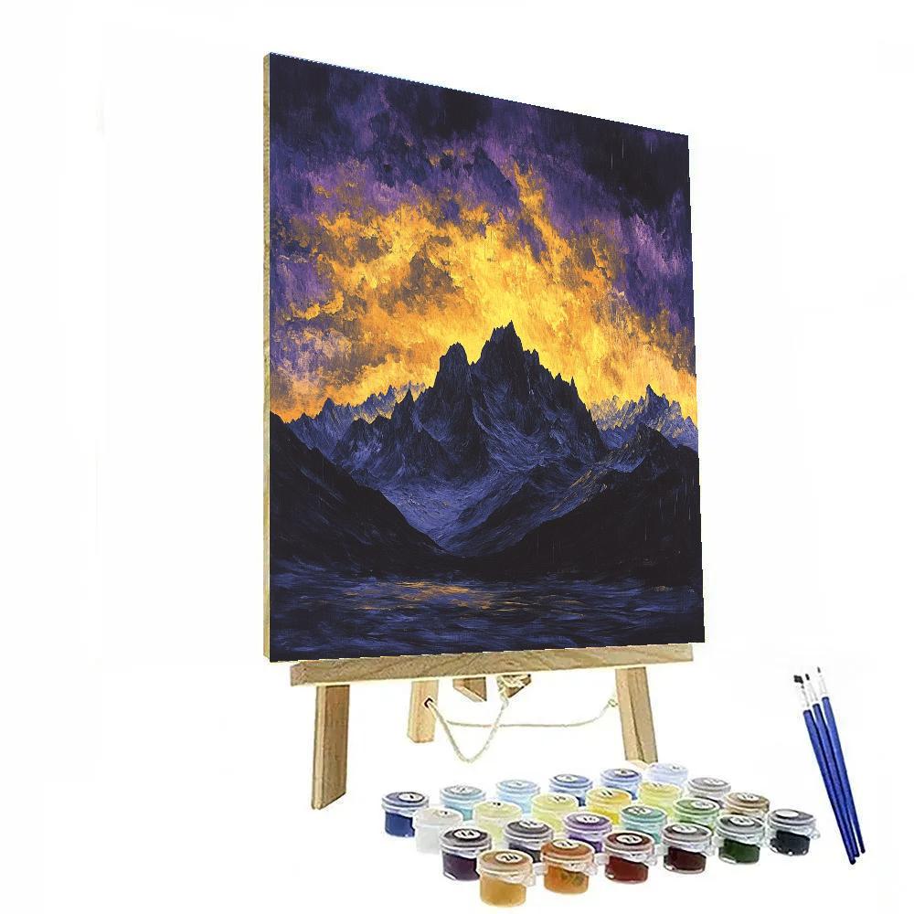 Frederick Varley Inspired Brooding Mountain Silhouette Beneath Storm-Wrought Sky Paint by numbers kits