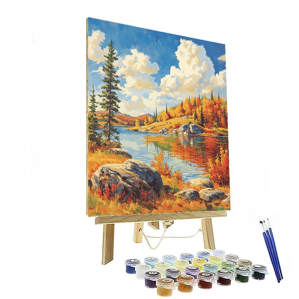 Franklin Carmichael Inspired Golden Autumn Lakeside Paint by numbers art