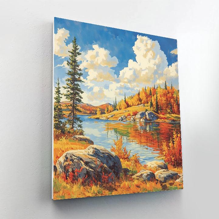Franklin Carmichael Inspired Golden Autumn Lakeside Paint by numbers art