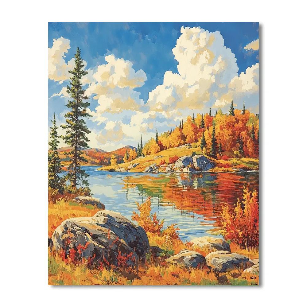Franklin Carmichael Inspired Golden Autumn Lakeside Paint by numbers art