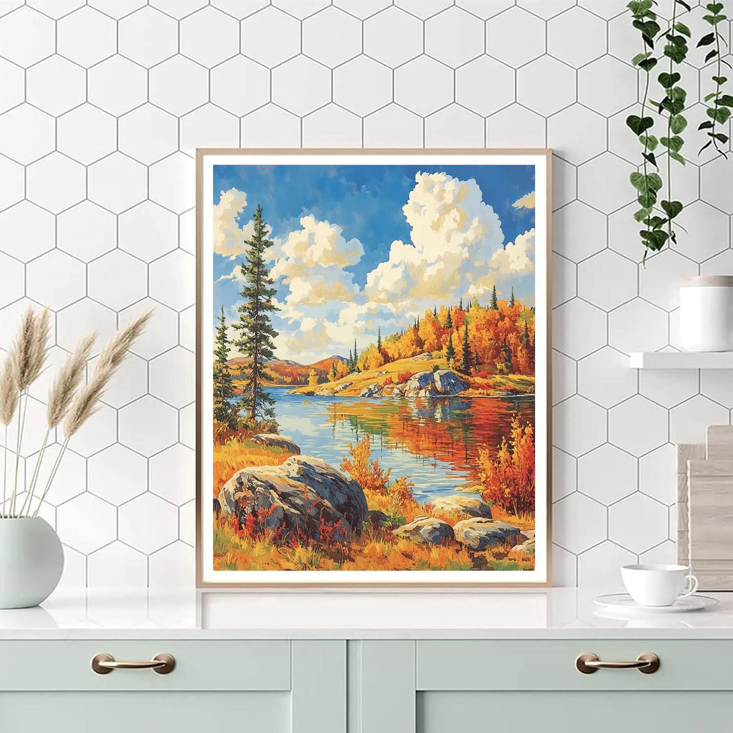 Franklin Carmichael Inspired Golden Autumn Lakeside Paint by numbers art