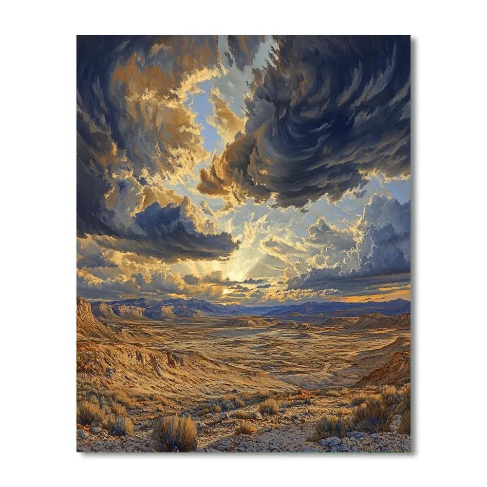 Francisco Goya Inspired Ashen Valley Beneath Looming Storm Clouds Number painting