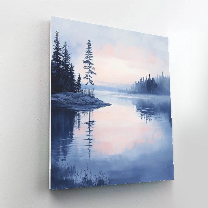 Frederick Varley Inspired Silent Lake At Dusk Under Ethereal Pink And Indigo Sky painting number kit