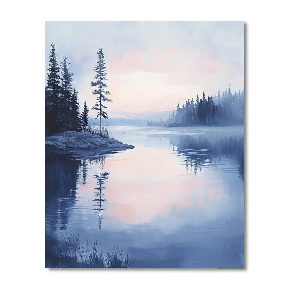Frederick Varley Inspired Silent Lake At Dusk Under Ethereal Pink And Indigo Sky painting number kit
