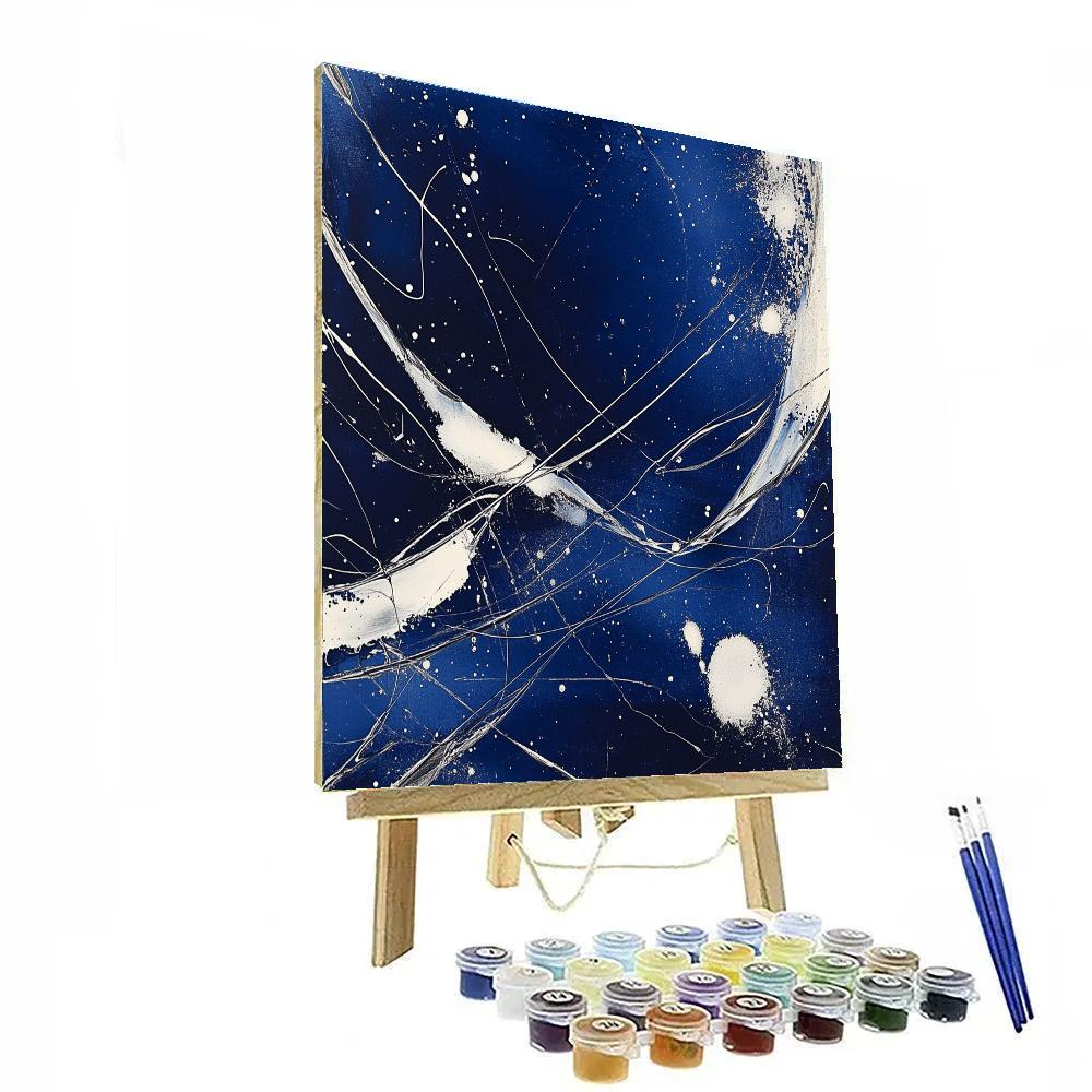 Jackson Pollock Inspired Celestial Drip Storm Number painting