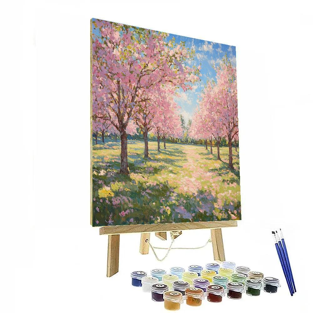 Monet Inspired Blossoming Cherry Orchard painting number kit