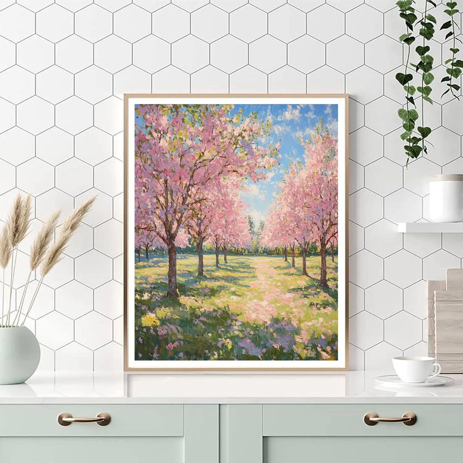Monet Inspired Blossoming Cherry Orchard painting number kit