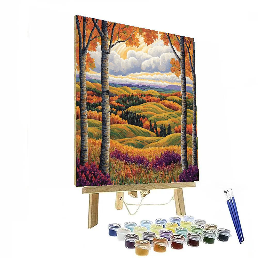 J E H MacDonald Inspired Autumnal Algoma Hillscape painting number kit