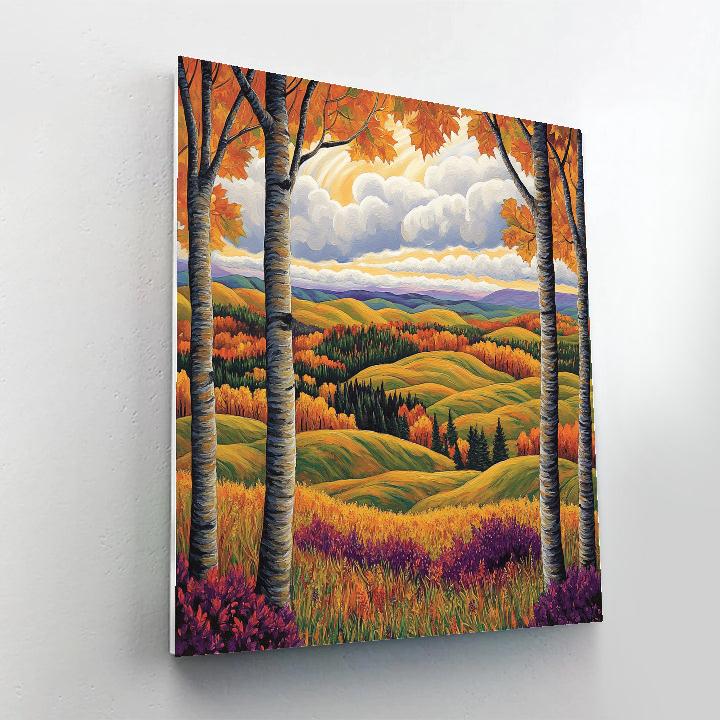 J E H MacDonald Inspired Autumnal Algoma Hillscape painting number kit