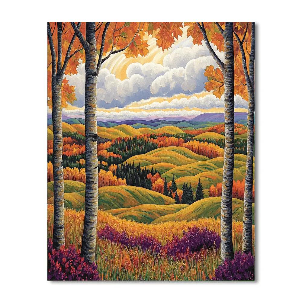 J E H MacDonald Inspired Autumnal Algoma Hillscape painting number kit
