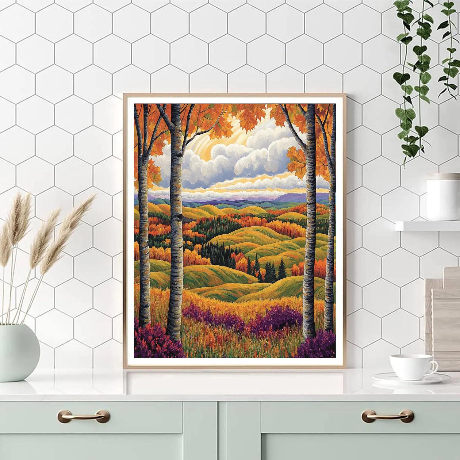 J E H MacDonald Inspired Autumnal Algoma Hillscape painting number kit
