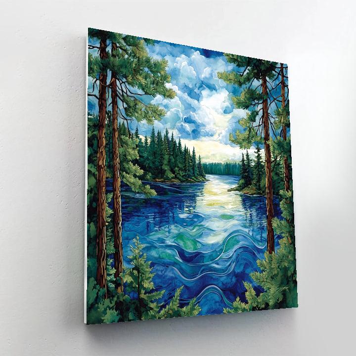 J E H MacDonald Inspired Pine Framed Northern Lake Painting by numbers kit