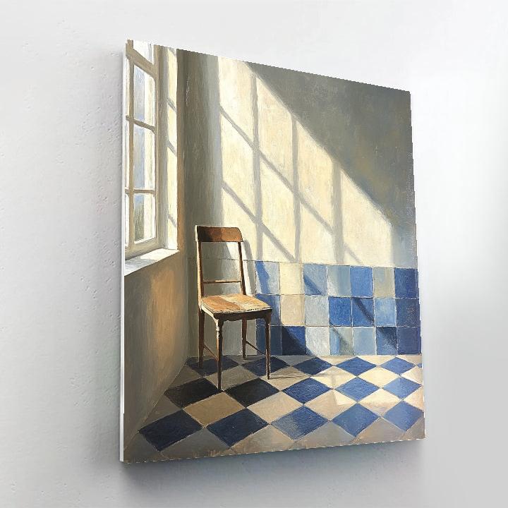 Johannes Vermeer Inspired Sunlit Delft Interior With Blue Tiles Number painting