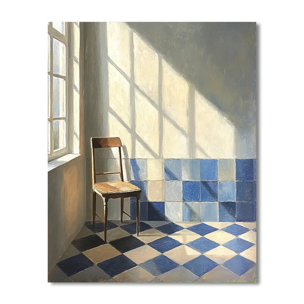 Johannes Vermeer Inspired Sunlit Delft Interior With Blue Tiles Number painting