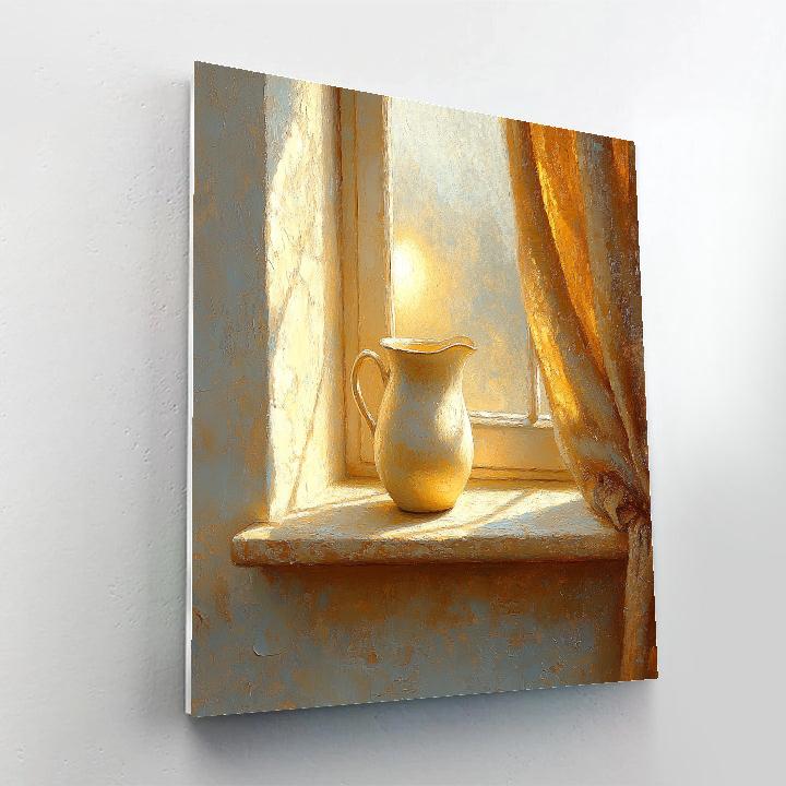 Johannes Vermeer Inspired Golden Light On Window Ledge With Ceramic Jug Numbered painting kits