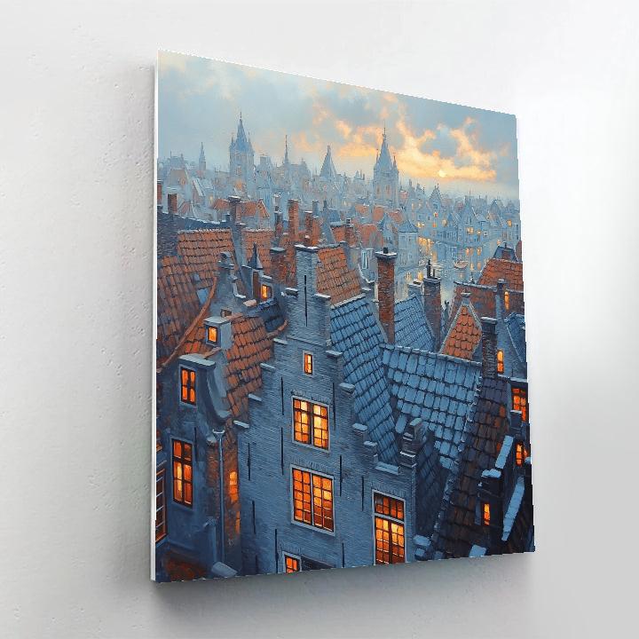 Johannes Vermeer Inspired Delft Rooftops At Dawn Paint by numbers kits
