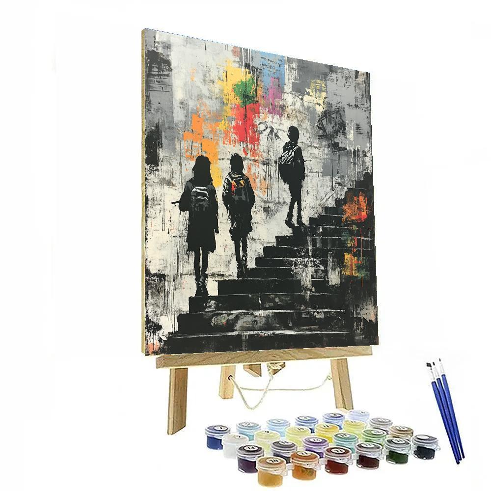 Banksy Inspired Urban Street Scene paint by color