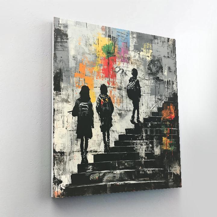 Banksy Inspired Urban Street Scene paint by color
