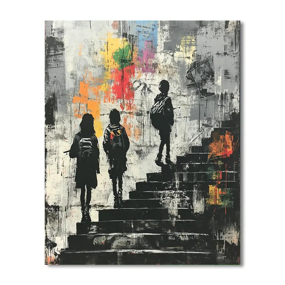 Banksy Inspired Urban Street Scene paint by color