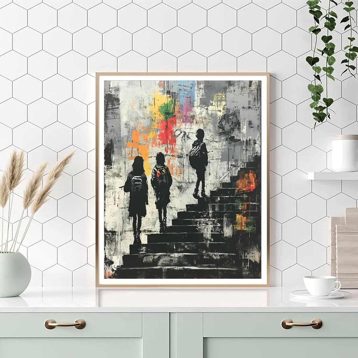 Banksy Inspired Urban Street Scene paint by color