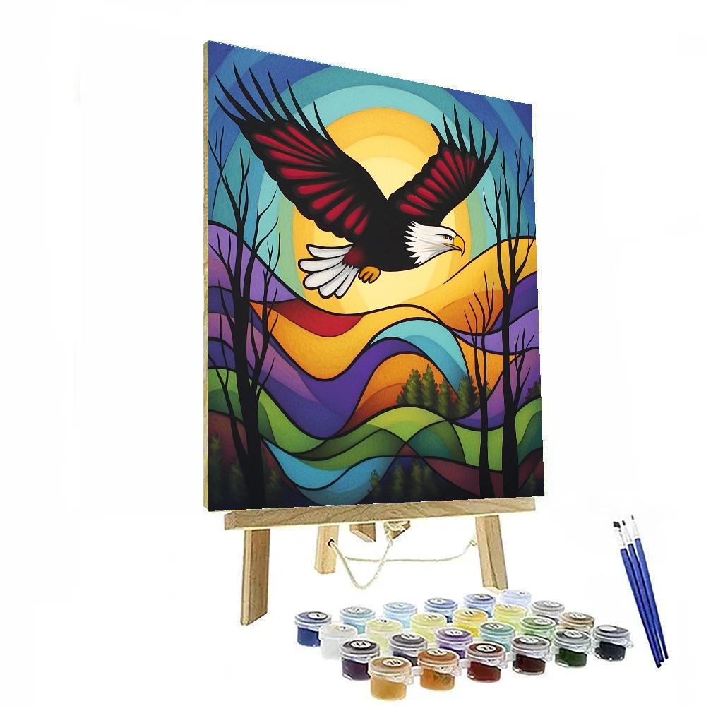 Norval Morrisseau Inspired Eagle Of The Spirit Winds paint by color