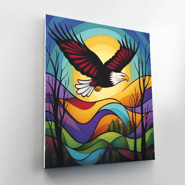 Norval Morrisseau Inspired Eagle Of The Spirit Winds paint by color