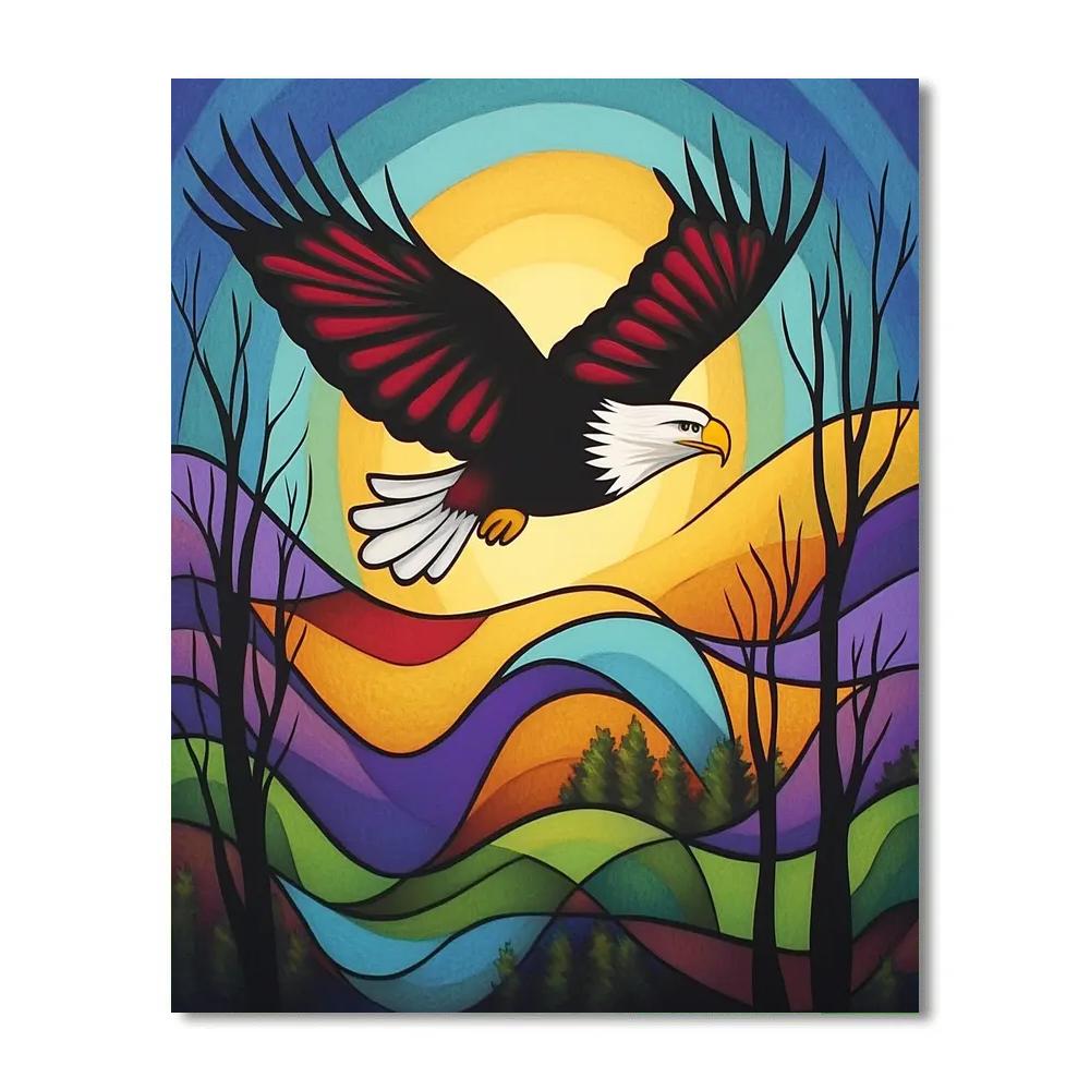 Norval Morrisseau Inspired Eagle Of The Spirit Winds paint by color
