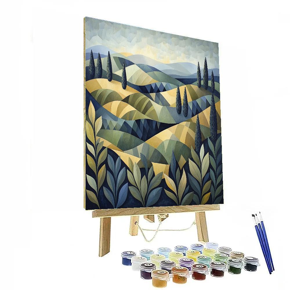 Pablo Picasso Inspired Cubist Olive Grove Landscape painting number kit