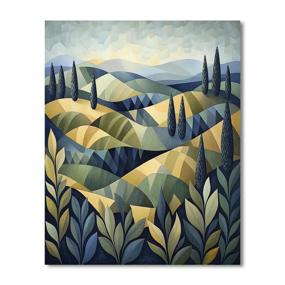 Pablo Picasso Inspired Cubist Olive Grove Landscape painting number kit