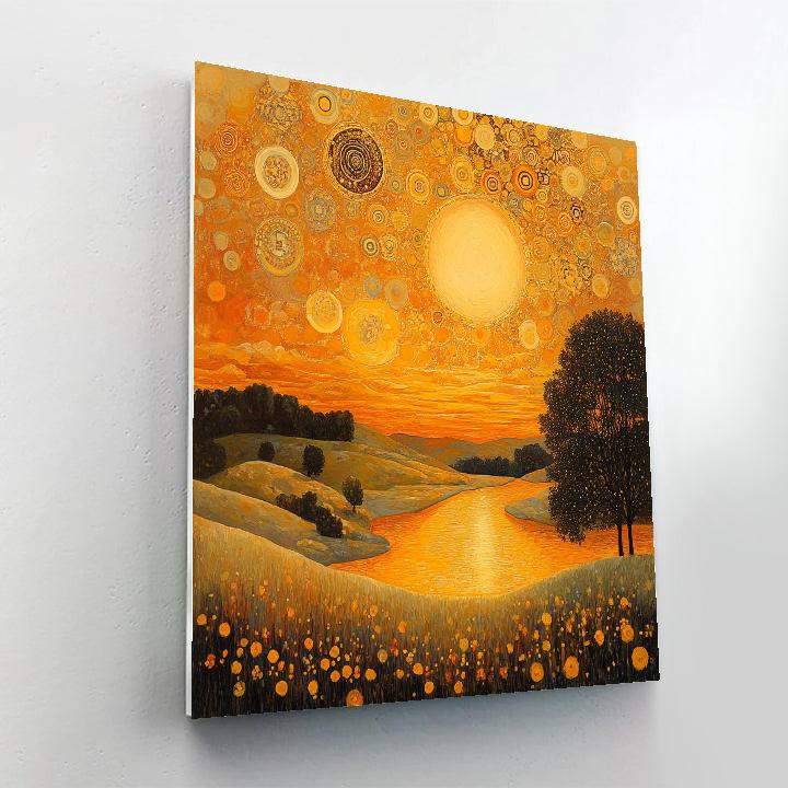 Gustav Klimt Inspired Golden Sunset paint by number