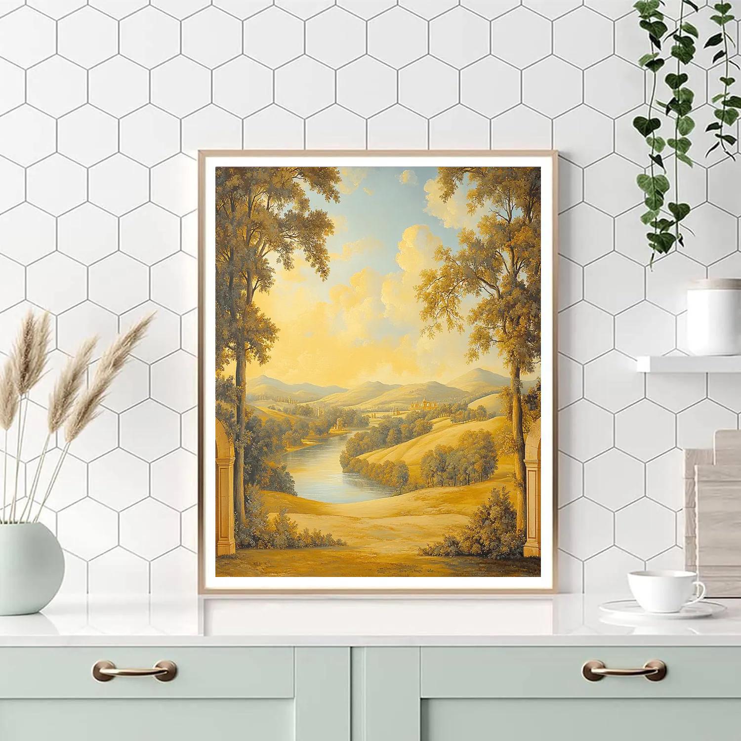 Raphael Inspired Tranquil Renaissance Hillside painting number kit