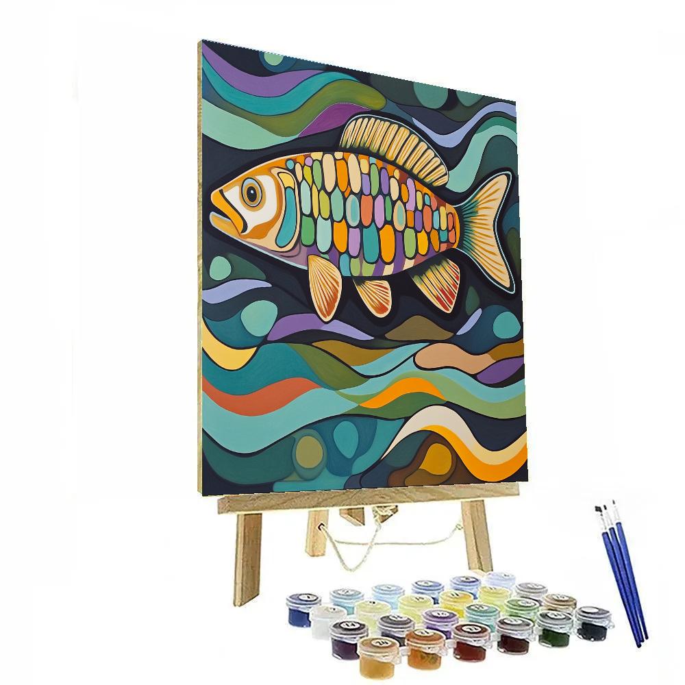 Norval Morrisseau Inspired Fish Of The Flowing River painting number kit