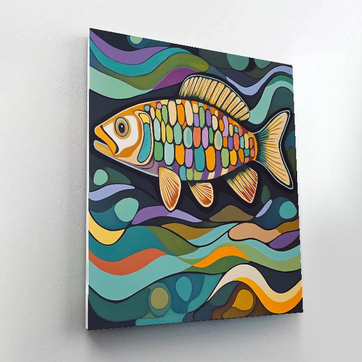 Norval Morrisseau Inspired Fish Of The Flowing River painting number kit