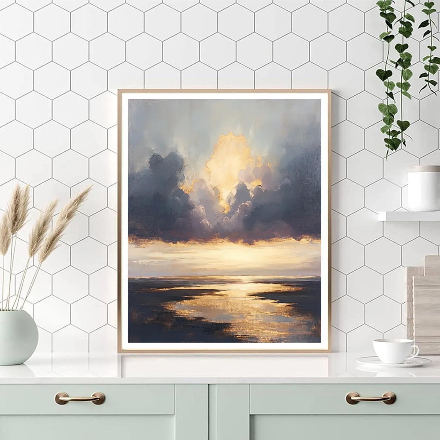 Rembrandt Inspired Dramatic Cloudscape With Luminous Horizon DIY paint by numbers