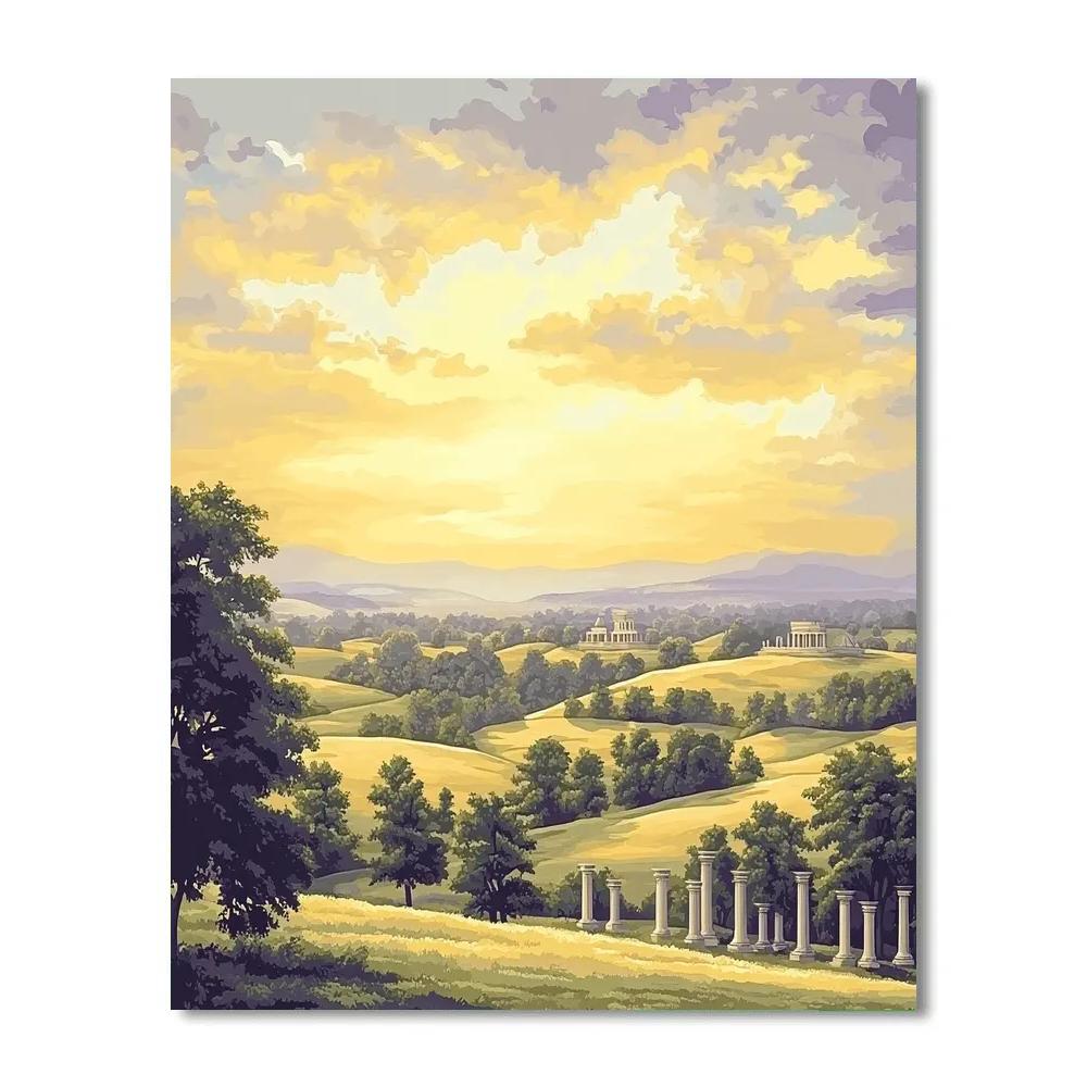 Raphael Inspired Harmonious Sunrise Over Rolling Plains painting number kit
