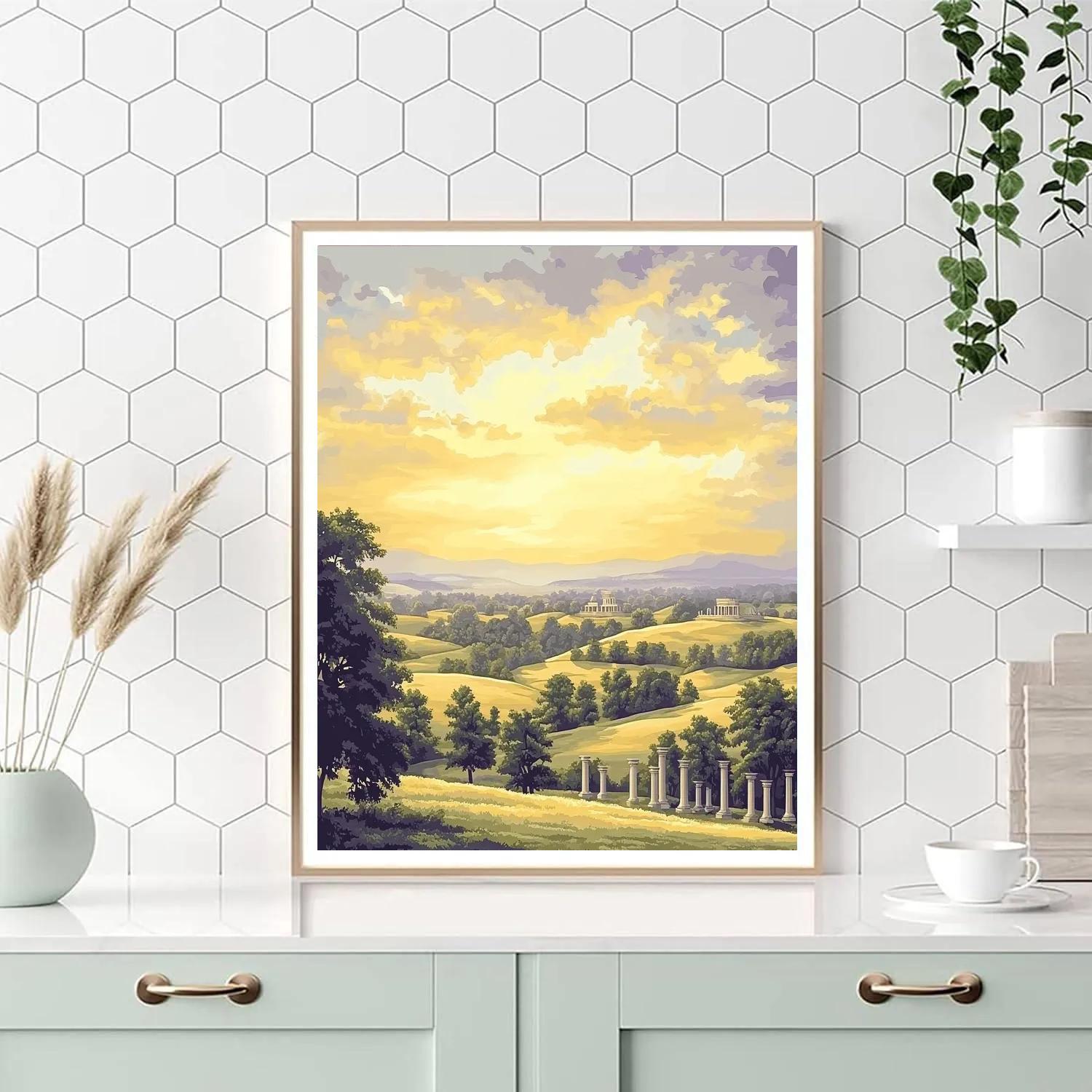 Raphael Inspired Harmonious Sunrise Over Rolling Plains painting number kit