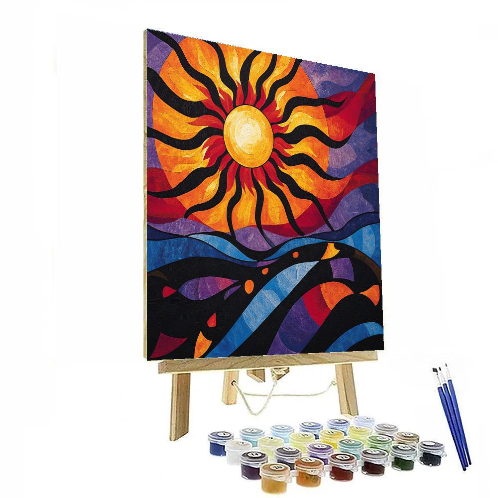Norval Morrisseau Inspired Sun And Sky Dance Number painting