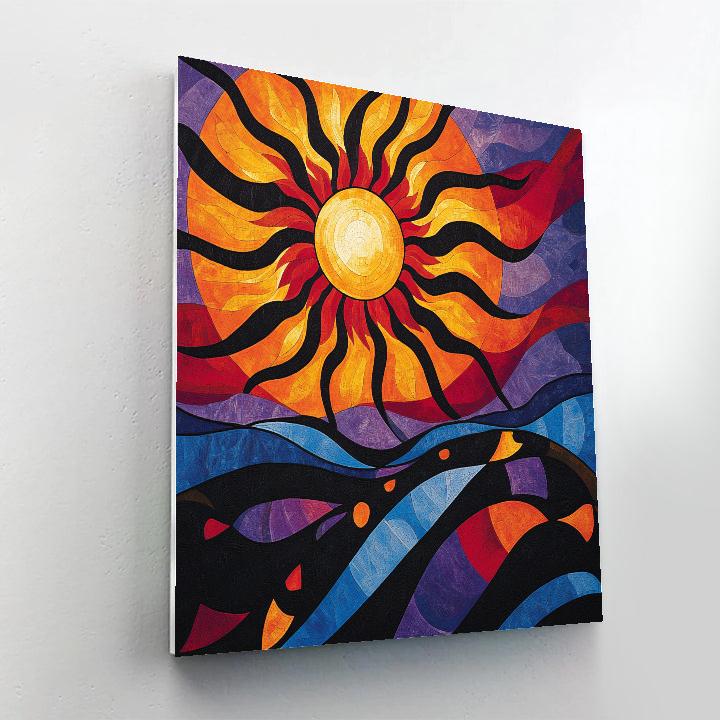 Norval Morrisseau Inspired Sun And Sky Dance Number painting