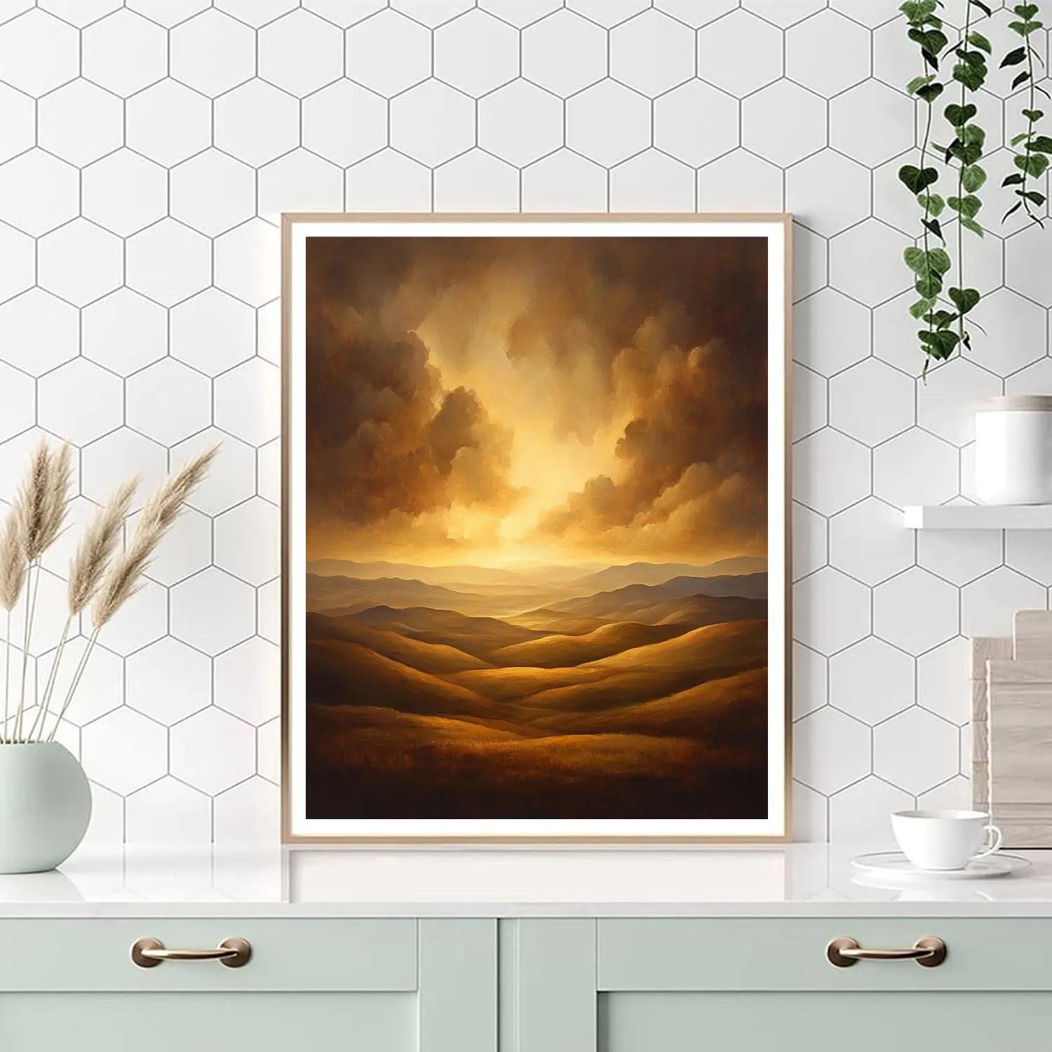 Rembrandt Inspired Twilight Over Rolling Dutch Hills DIY paint by numbers