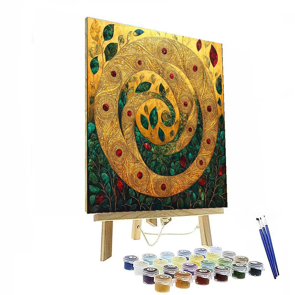 Gustav Klimt Inspired Golden Spiral Garden Painting by numbers kit