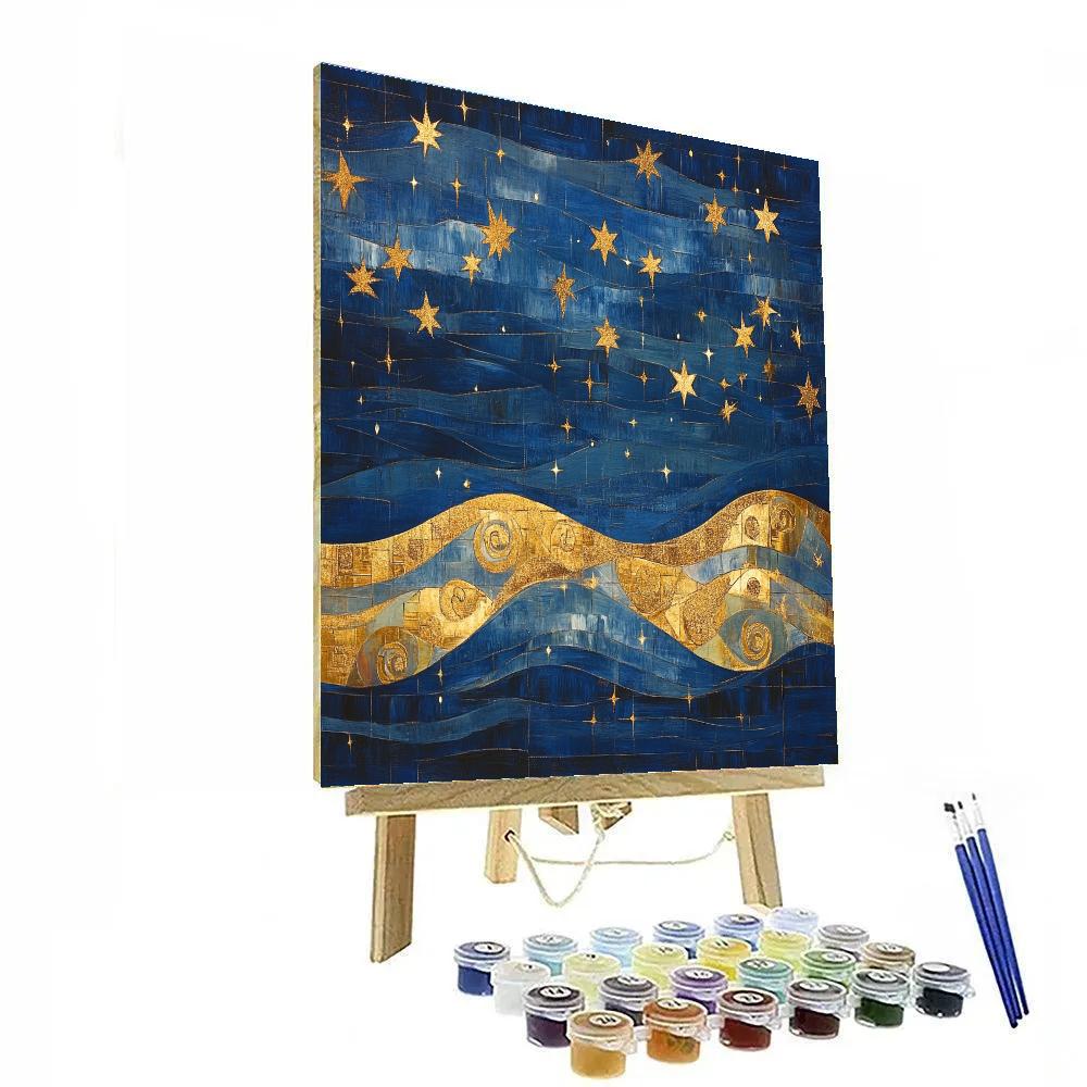 Gustav Klimt Inspired Ornamental Starry Night Canopy paint by color