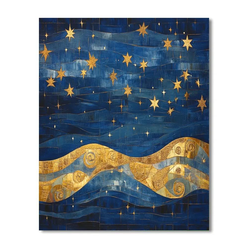 Gustav Klimt Inspired Ornamental Starry Night Canopy paint by color