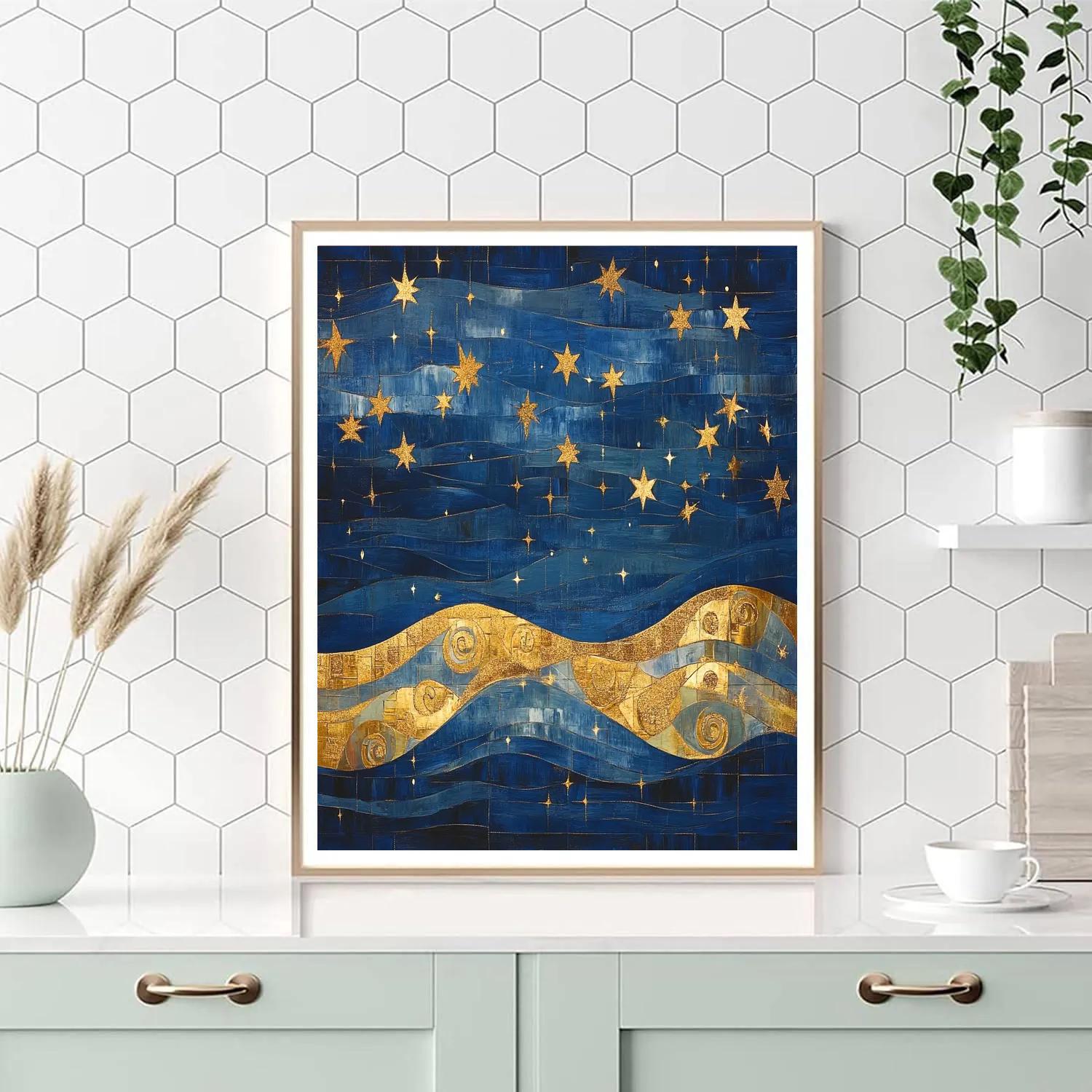 Gustav Klimt Inspired Ornamental Starry Night Canopy paint by color