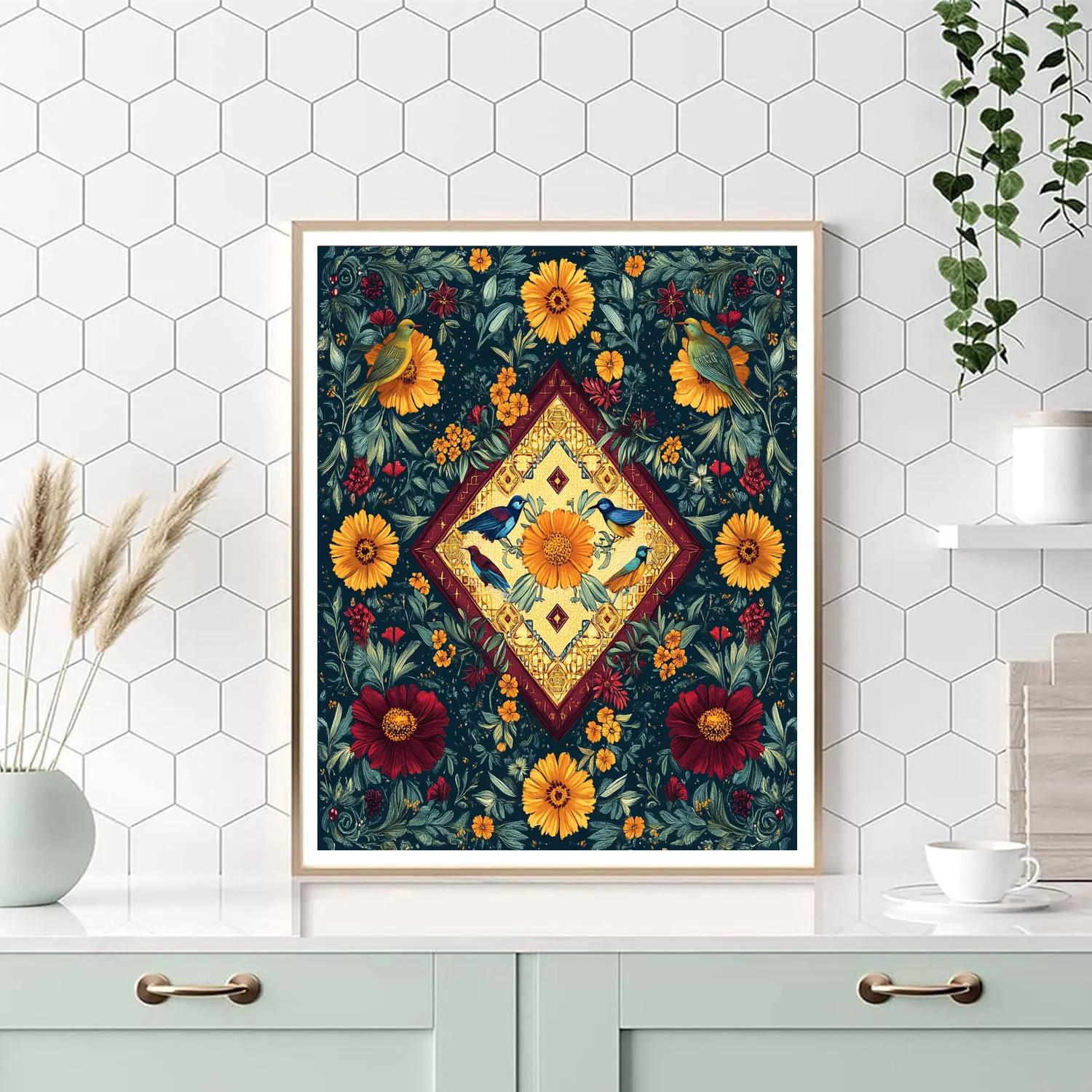 Frida Kahlo Inspired Botanical Mirrors Number painting