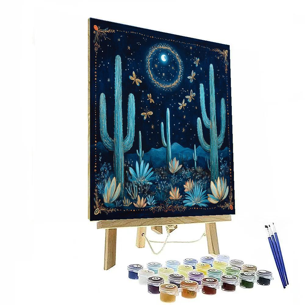 Frida Kahlo Inspired Moonlit Cactus Lullaby Numbered painting kits