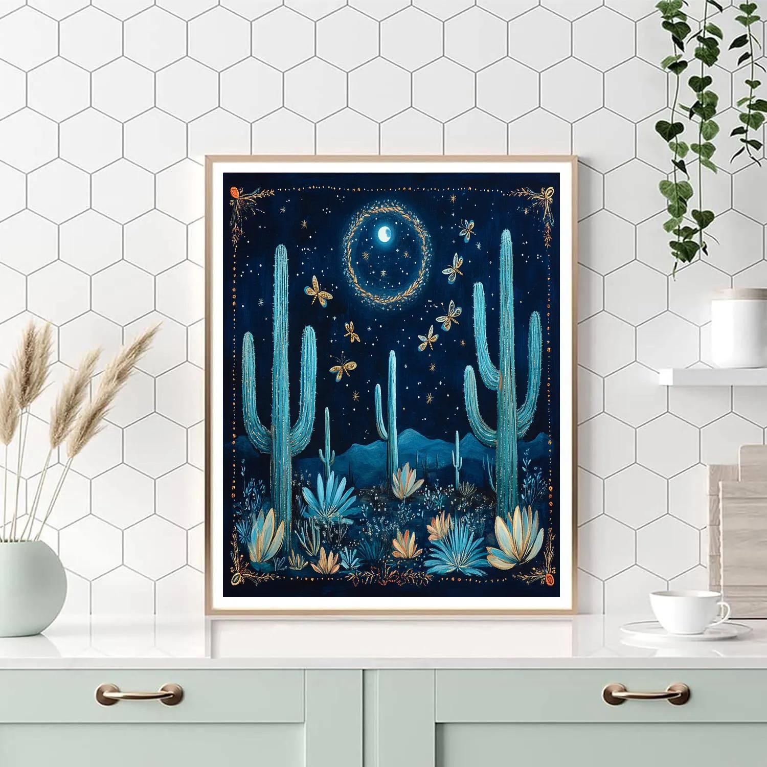 Frida Kahlo Inspired Moonlit Cactus Lullaby Numbered painting kits